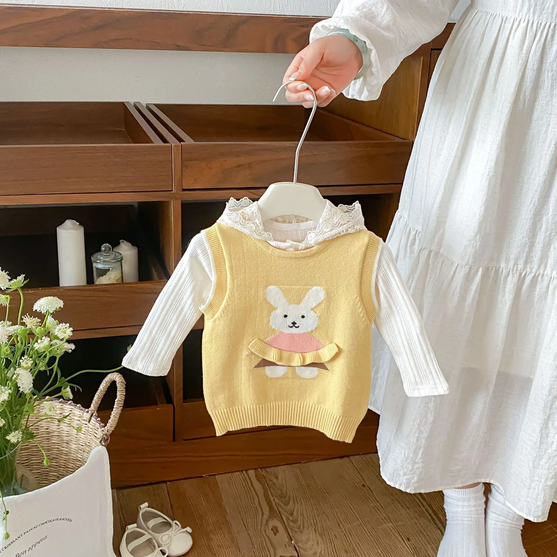 2026 Autumn New Children Knitted Vest Girls Cute Cartoon Sweater Baby Girl Sleeveless Warm Vest Infant Toddler Clothes