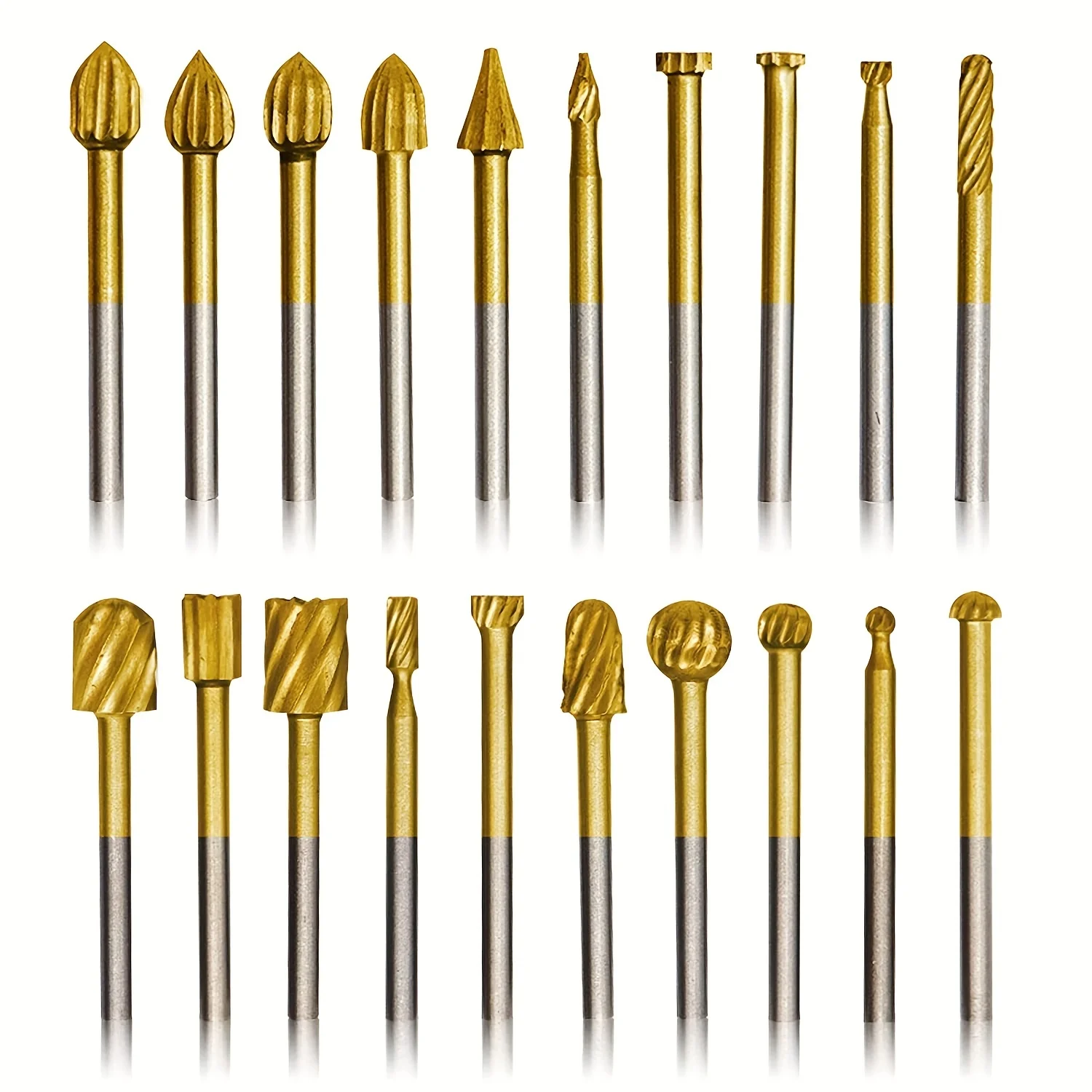 20PCS Wood Carving Bits Set, 1/8 Inch(3mm) Shank Tungsten Carbide Rotary Tools Accessories for DIY Woodworking, Engraving, Groov