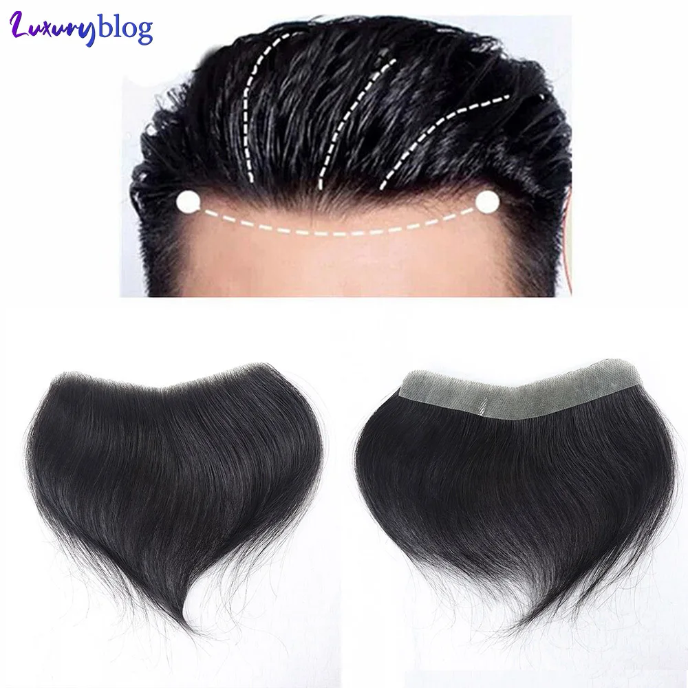 Natural Human Hair Forehead Hairline Toupee Men\'s Capillary Prosthesis Thin Skin Hairpiece Replacement System Remy Hair