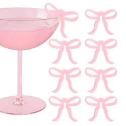 Pink Bow Drink Markers Table Decoration Bow Drink Tag Charm Engagement Party Goblet Glass Accessories Anniversary Decoration