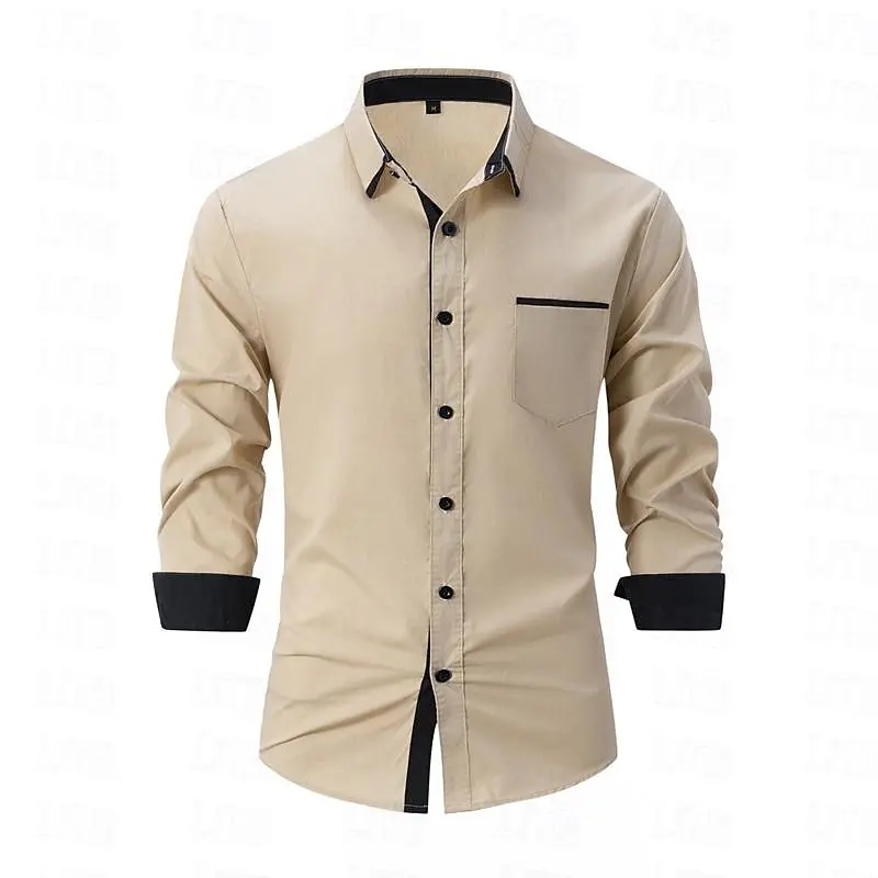 New men's business casual combination loose long sleeved pocket shirt autumn casual shirt