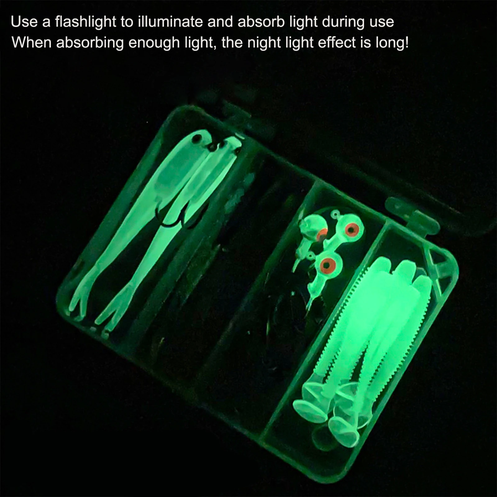 

Soft Fishing Lures Kit with Jig Head Hook Silicone Lure Set Artificial Bait Worm for Bass Trout Walleye Crappie