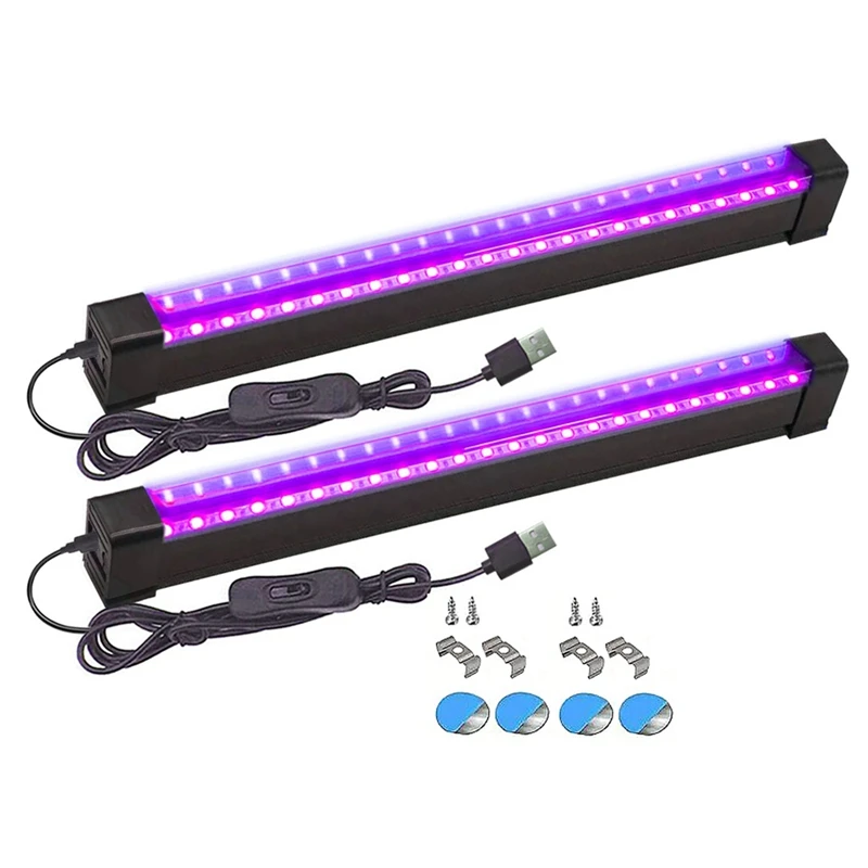 2Pcs USB UV LED Black Light T8 Blacklight Bar Fluorescent Party Disco Ultravilet Lamp Tube UV Strip Lights-SPMI