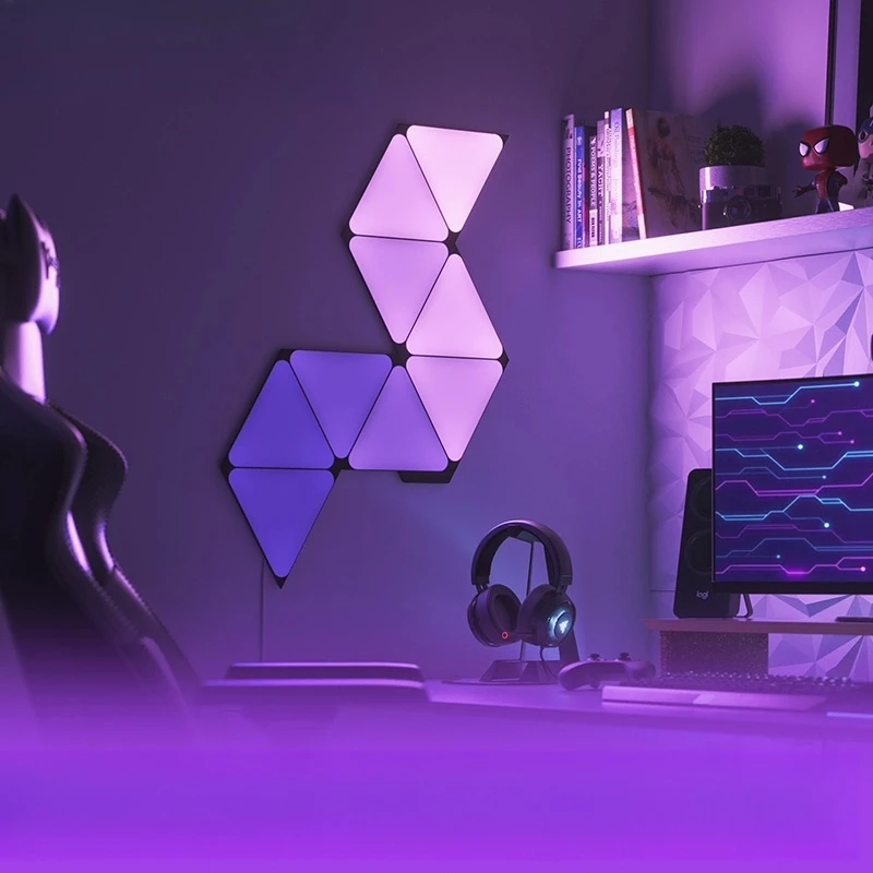 Black triangular light panel RGB e-sports room ambient light, quantum lamp, LED voice-controlled light