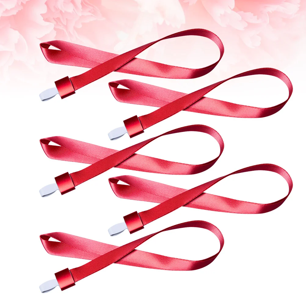 

5Pcs Work Permit Lanyard 1.5cm Adjustable Comfort Neck Strap for Id Badge School Office Events Multi Use Red Id Lanyard