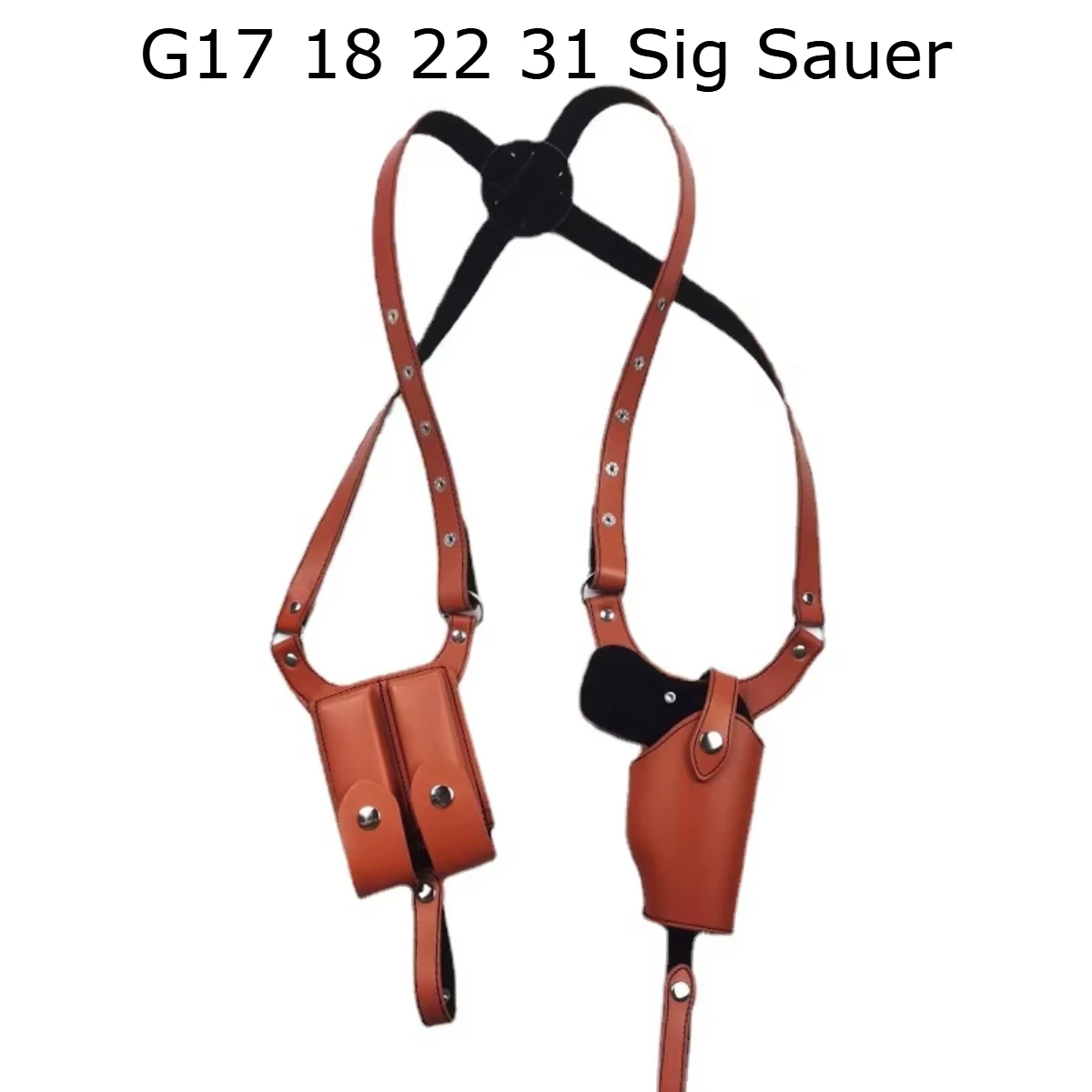 Tactical Concealed Underarm Holster PU Leather Fit 1911 Gk17 19 31 Holster with Double Magazine Pouch Hunting Accessories