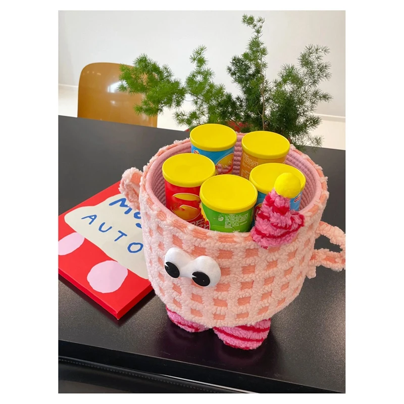 Cute Cup Storage Basket Funny Organizer Box With Handles Laundry Cases Shopping Toys Baskets Girls Gift Home Deco