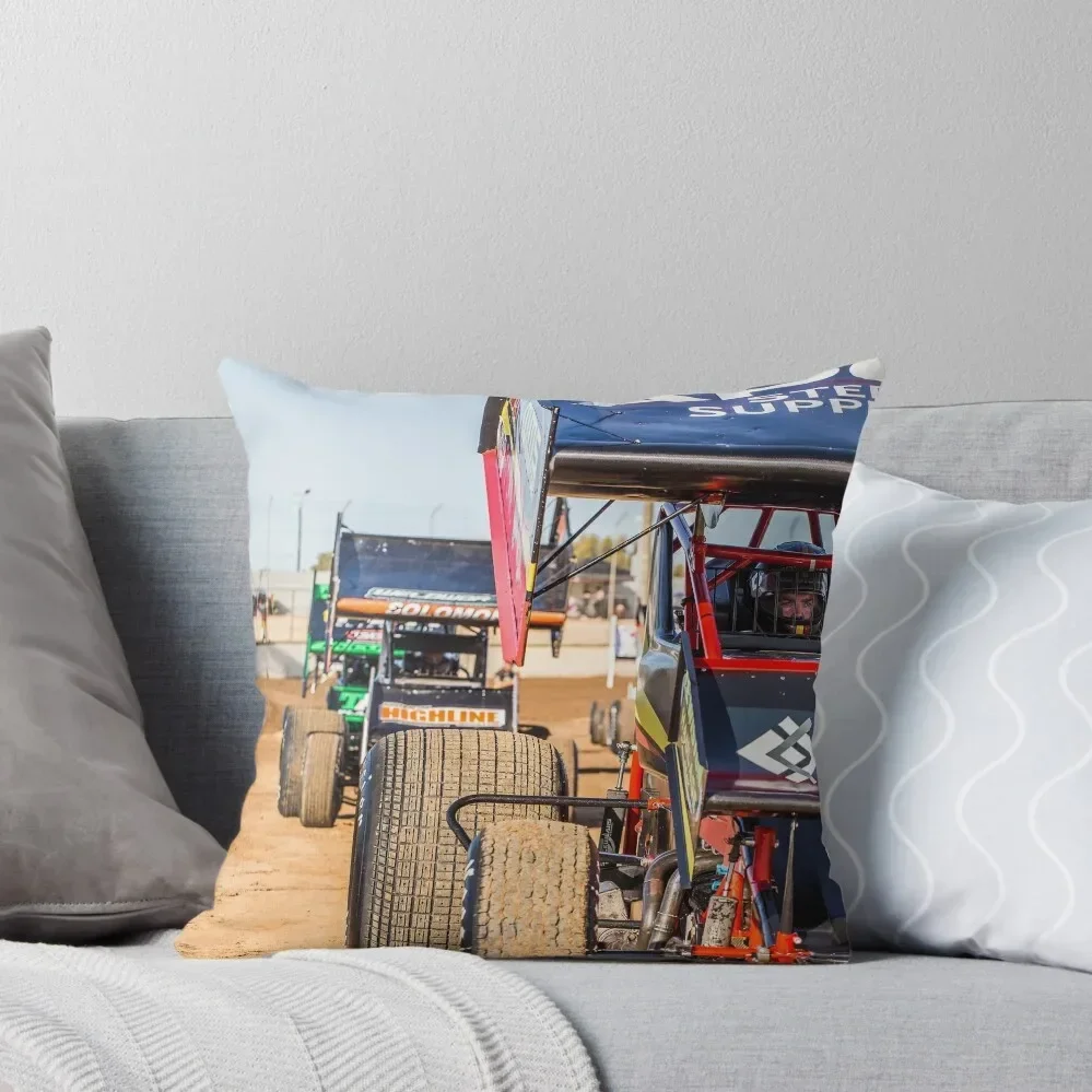 Sprintcars line up to race Throw Pillow Cushion Cover For Sofa Cushion Cover Luxury pillow