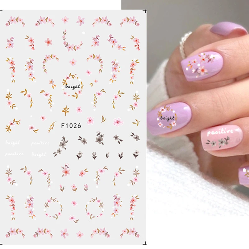 New Spring Fresh Flowers Butterfly 3D Nail Stickers Colorful Laser Butterflies Geometric Pattern Stickers Nail Decoration 1PCS