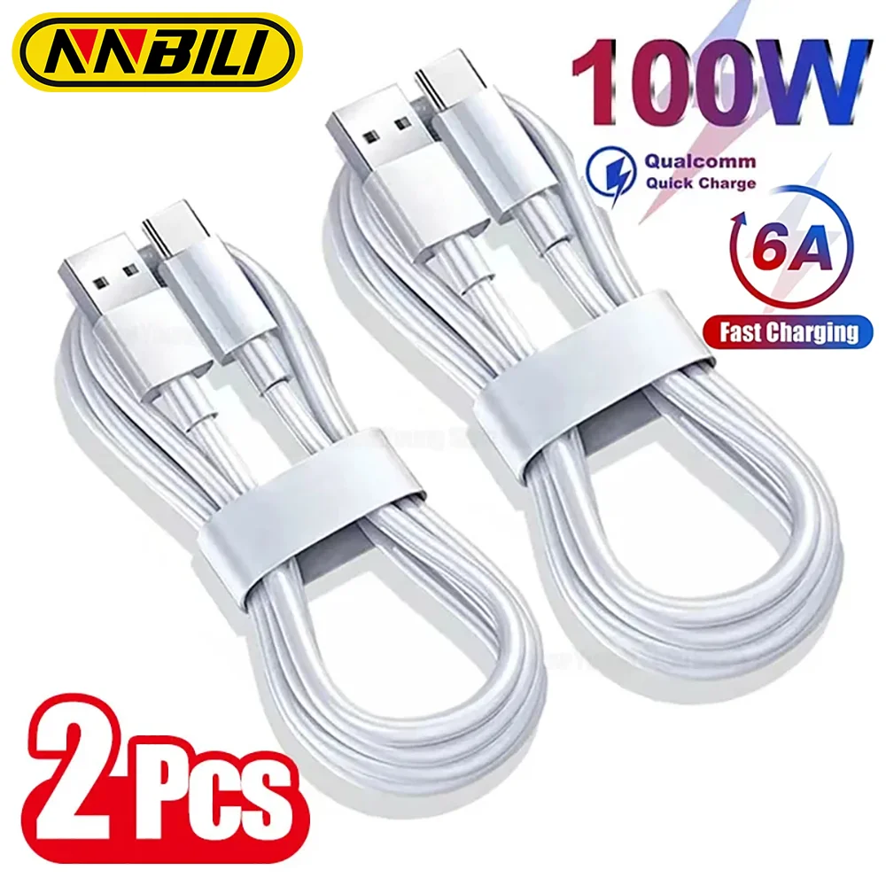 NNBILI 고속 충전 충전기 케이블 액세서리, USB C 케이블, 삼성 울트라 화웨이 P30 프로, 샤오미 레드미 원플러스 6A, 100W, 1-2 개 