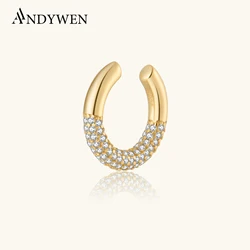 ANDYWEN 925 Sterling Silver 2023Gold Lapse Gold Ear Cuff No Piercing Earring Earcuff Women Single Fine Jewelry Gift For Girl