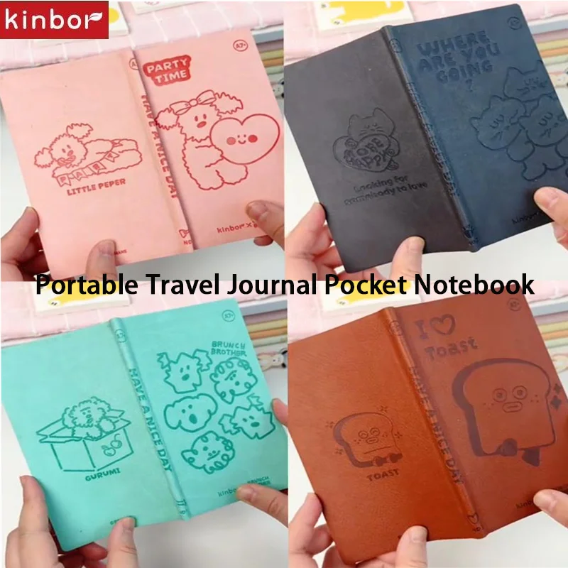 Kinbor BRUNCH BROTHER A7 - Agenda de Bolsillo, Cuaderno de Estilo Coreano, PU, Cuadrícula, 144 Páginas, Diario, Regalo Estético Portátil