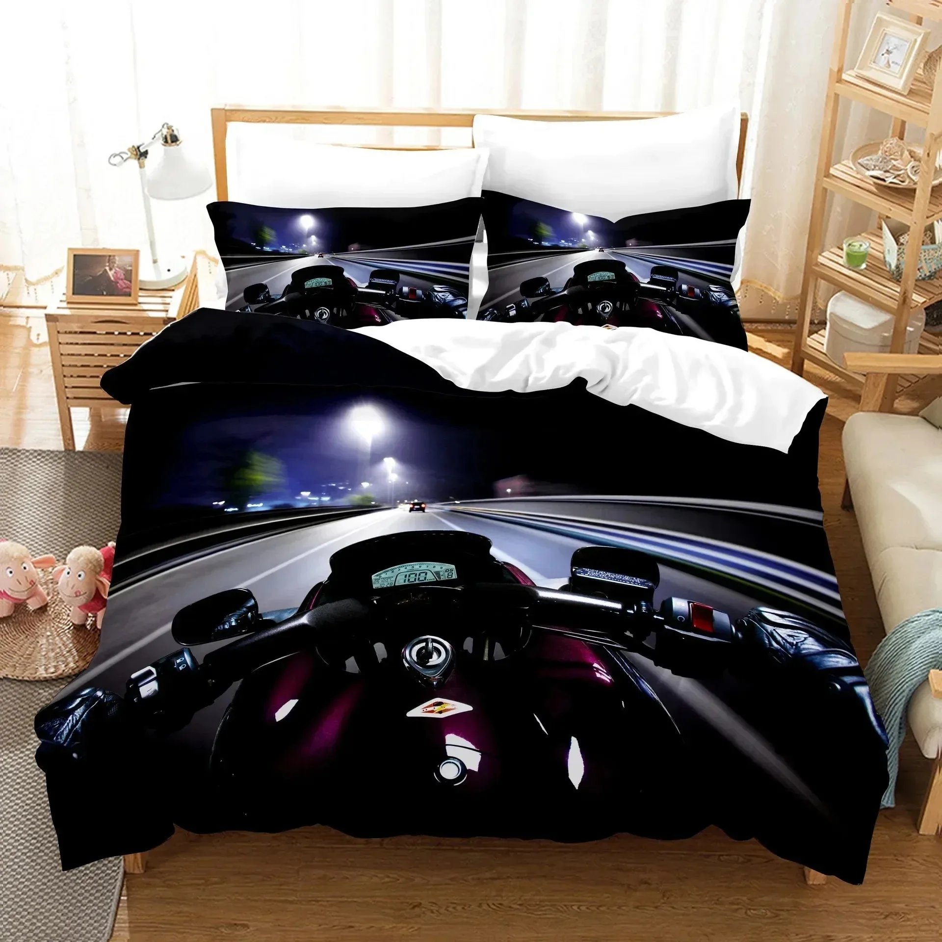 

3D Printed Motorcycle Fashion Artistic Comfortable Duvet Cover Pillowcase Bedding Set Children Bedroom Decoration Home Textile