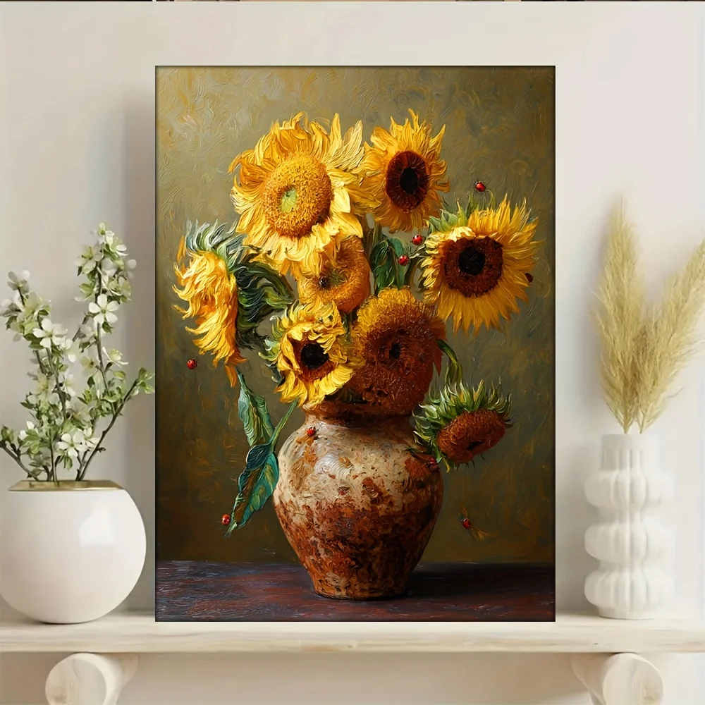 

500/1000/1200/2000PCS Puzzles for Adults Van Gogh's Sunflower and Ladybug Paintings,Jigsaw Puzzles Brain Games Gifts Home Decor