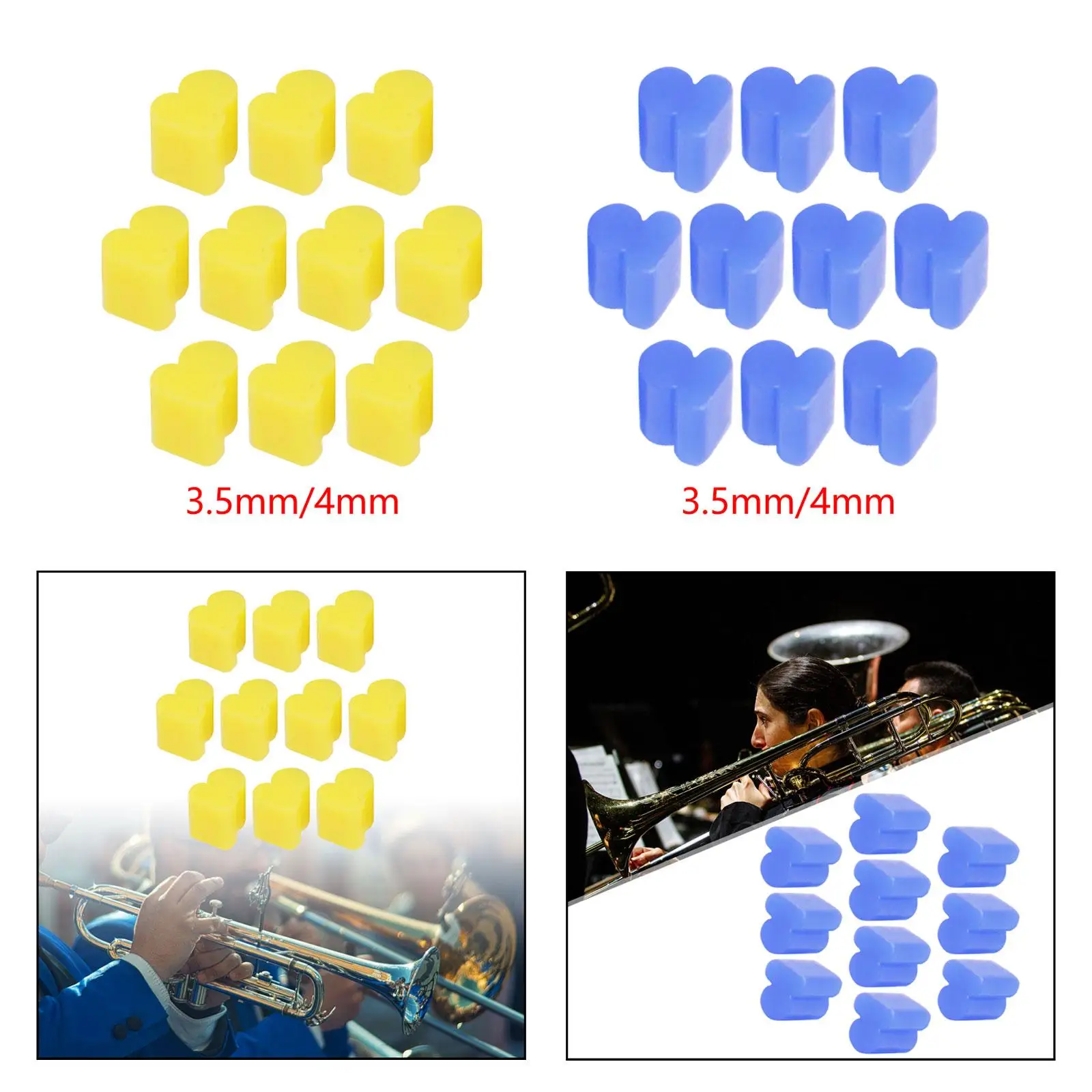 10Pcs Alto French Horns Silicone Pads Parts Noise Resistant Rotary Valves Horns Piston Practice Tool Accessories for Euphonium