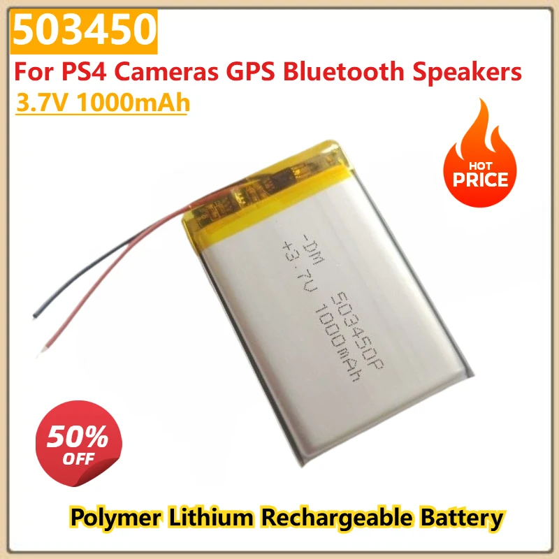 

503450 Replacement Battery for PS4 Cameras GPS Bluetooth Speakers 3.7V 1000mAh High Quality