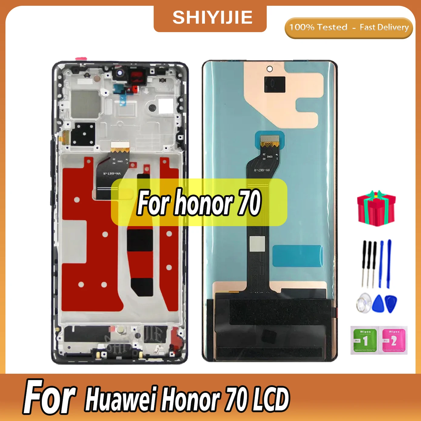 

LCD 6.67''Original For Huawei Honor 70 LCD FNE-AN00 NX9 Display Touch Screen For Honor70 LCD Digitizer Assembly 100% Tested