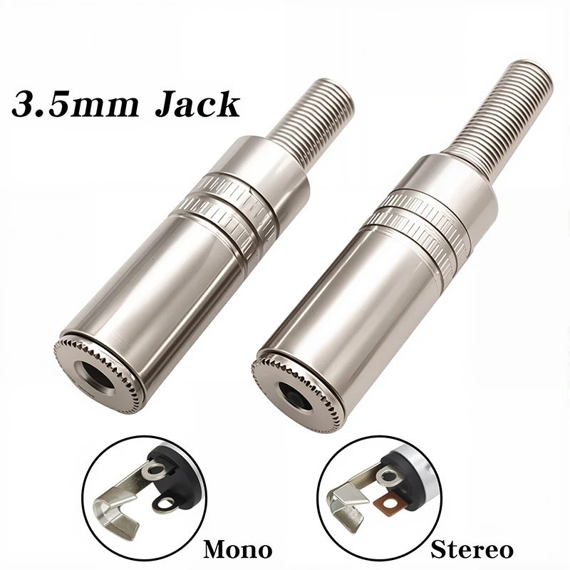 

2pcs 3.5mm 2/3 Pole TRS Plug Socket Female Stereo Audio Plug Microphone Jack