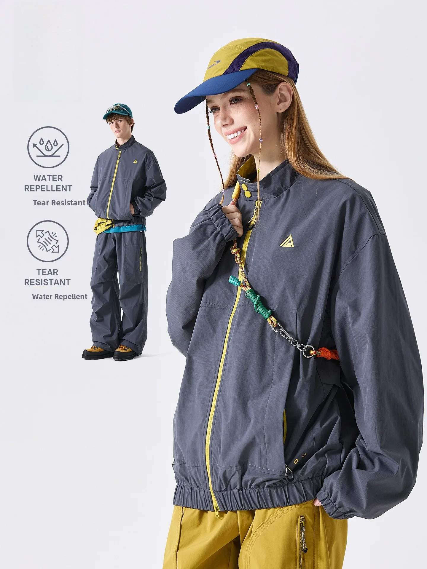 LAZY DAY Outdoor Three-Proof Water-Resistant Zipper Collar Jacket Women's Spring Autumn Loose Versatile Casual Outerwear