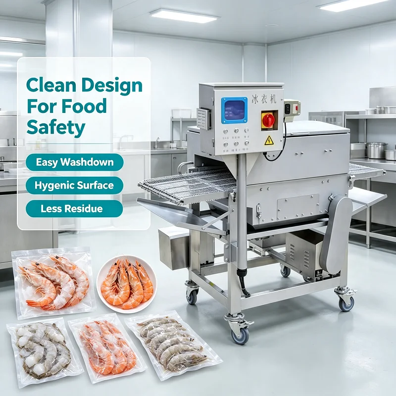 Ice Glazing Machine For Meat Seafood Automatic Coating Equipment Frozen Food Processing Line