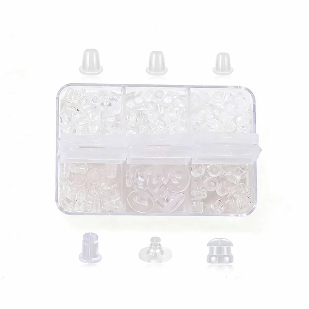 Transparent Ear Plug Set Rubber Material Clear Earring Back Stoppers Replacement Kit 6 Styles Ear Blockage Set Jewelry Making