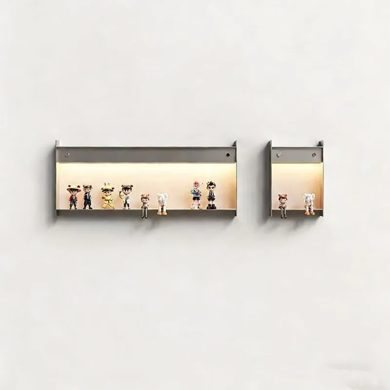 

Stainless steel figure doll rack, living room background wall decorative storage ornament rack