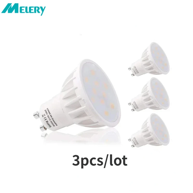 

Melery Spot Light Dimmable GU10 6W LED Lamp Beautiful 6000K 500lm Day White 50W Replacement for Halogen Bulb Room Hotel 5PACK