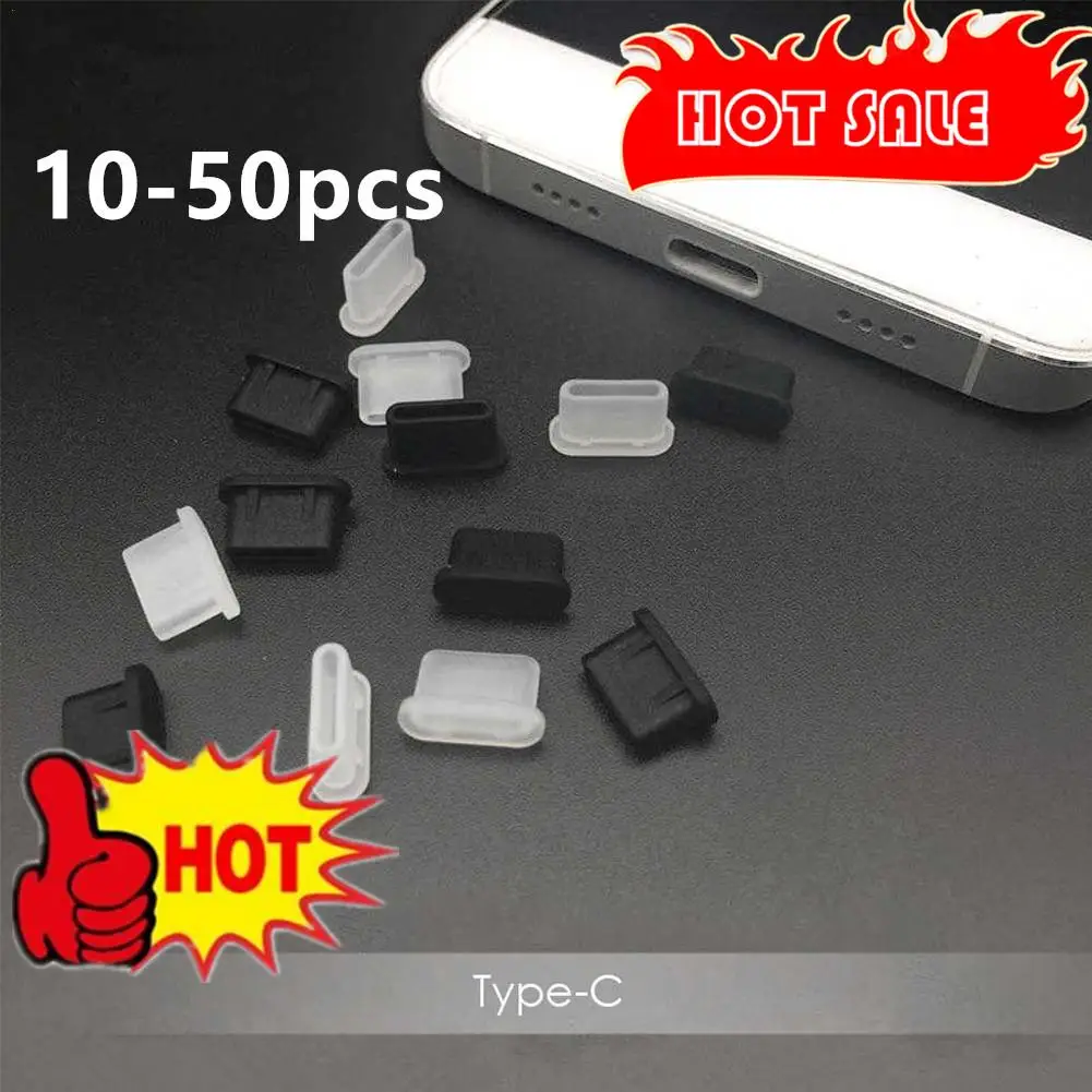 10/30/50PCS Type-C Silicone Dust Plugs Phone USB Charging Port Protector Cover Type C Anti-dust Cap for Samsung 