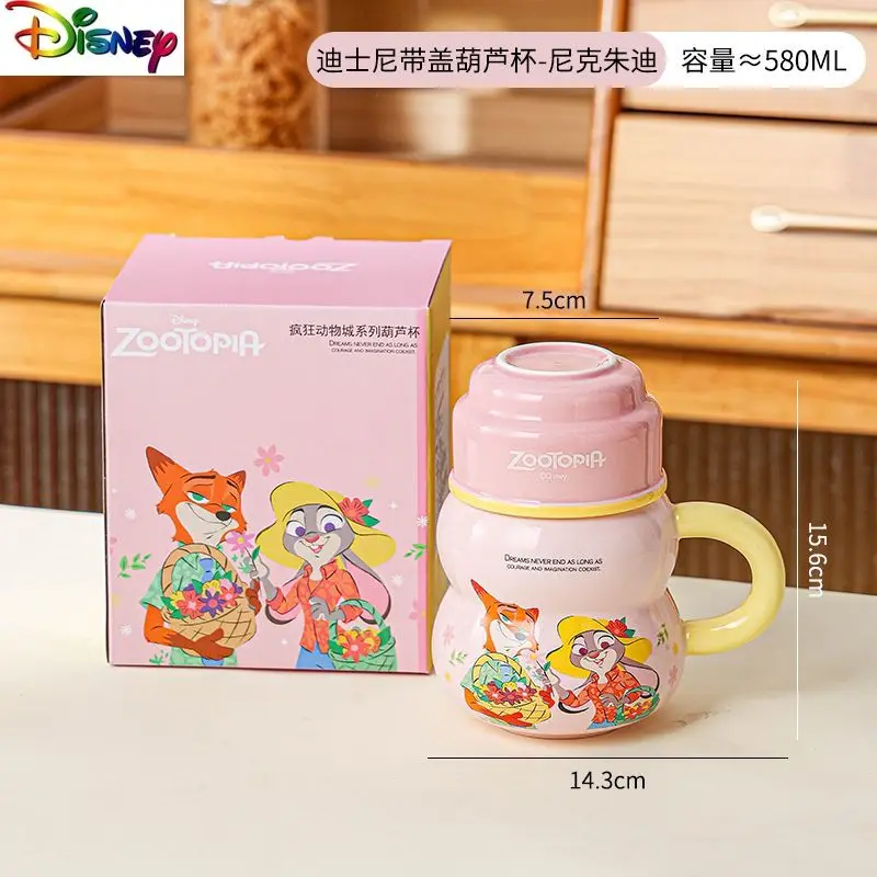 ディズニーの新しい蓋付きマグカップ、かわいい漫画のミッキーのドリンクカップ、家庭用クリエイティブな軽贅沢な立体セラミックコレクションカップ