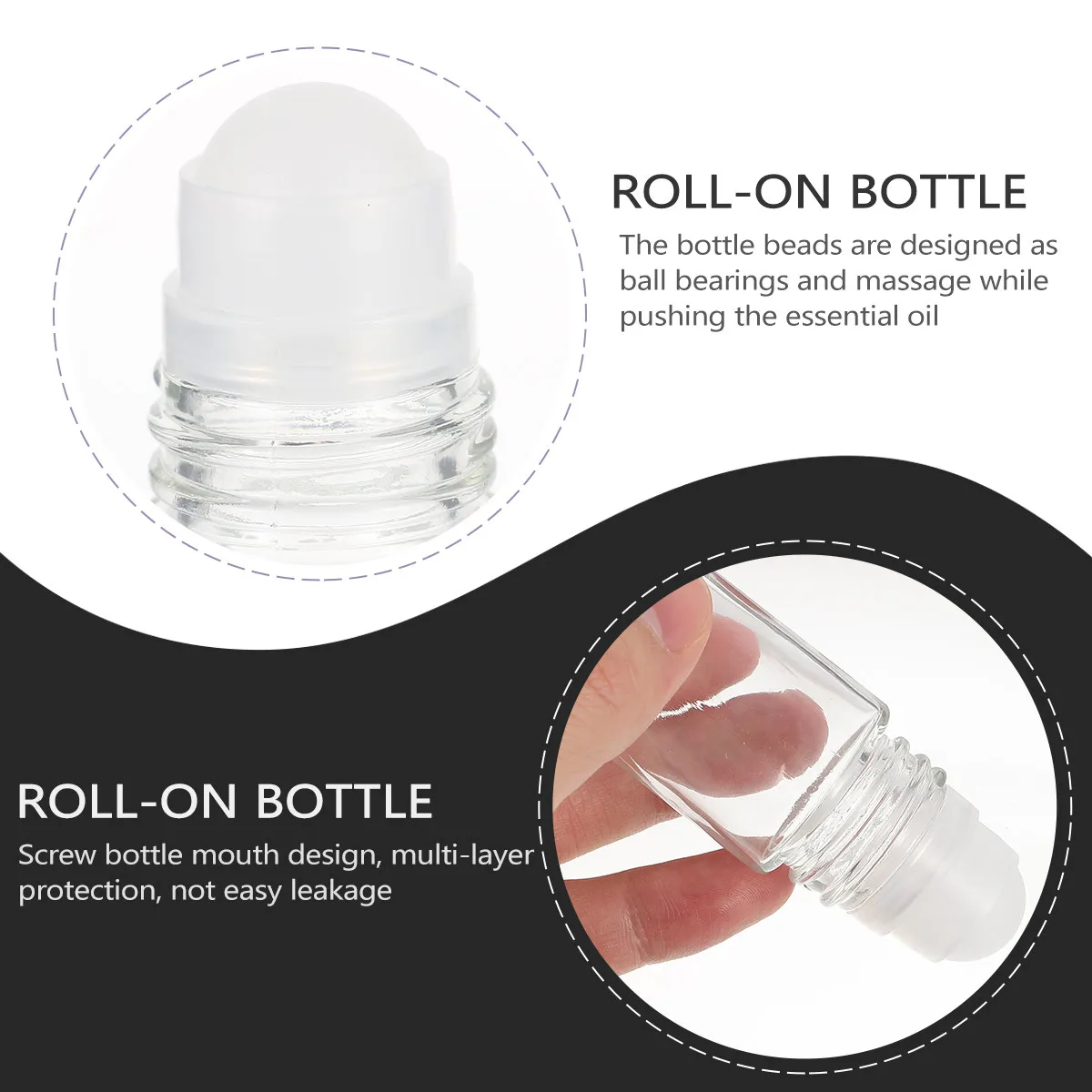 6Pcs Roller Bottle Essential Oil Bottles Leakproof Refillable Portable White Glass Subpackaging Bottles for Travel Use view 3