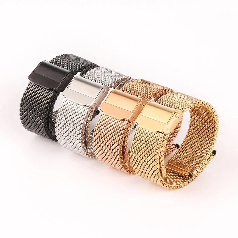 1.0mm Mesh Milanese Loop Watchband for Samsung Galaxy Watch Active2 for DW Belt Stainless Steel Metal Strap 18/20/22/24mm Band