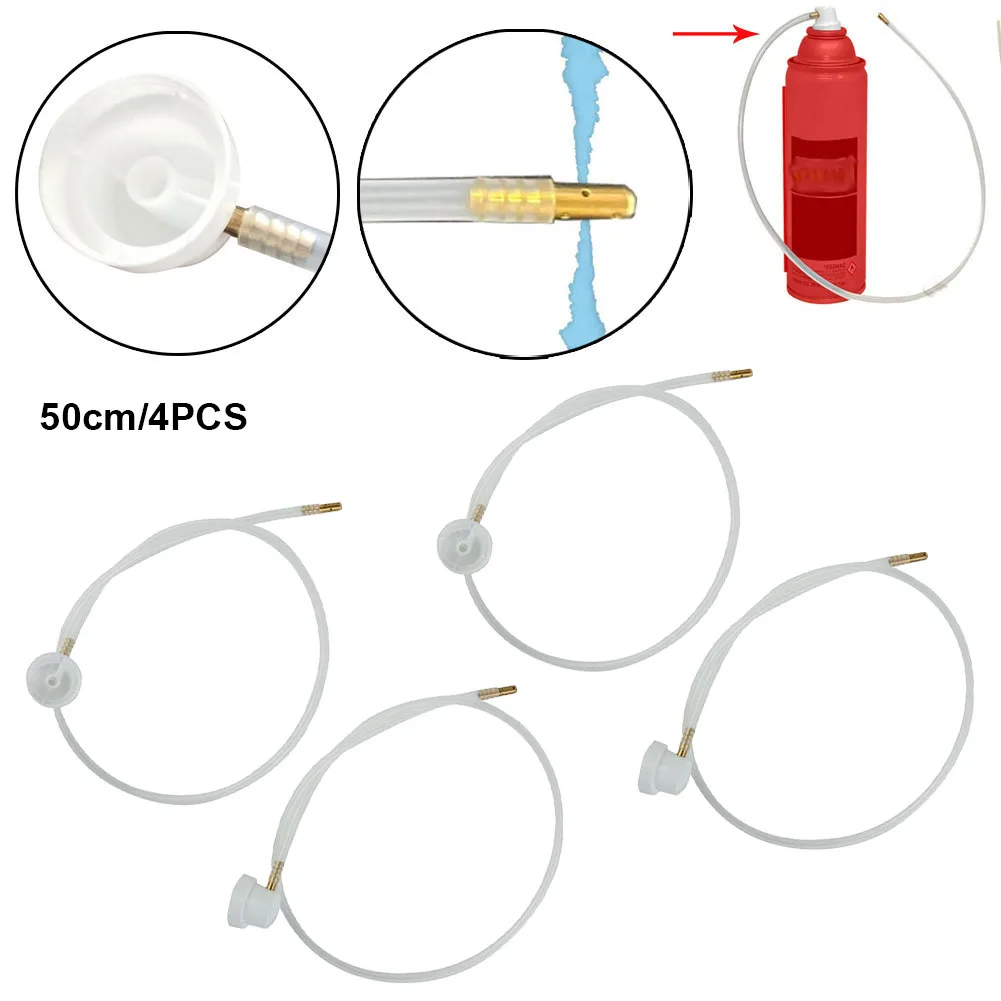 4pcs Extension Hose Aerosol Nozzle Auto Accessory 4.5mm Fluid Film Plastic & Metal For Aerosol Cans Spray Cars Washing Accessor