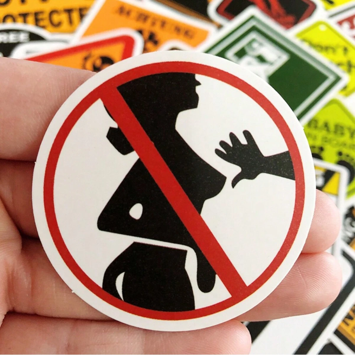 50pcs Cartoon Warning Stickers - Danger Banning Skateboard Guitar Laptop Motorcycle Car Classic Toy Cool Decals