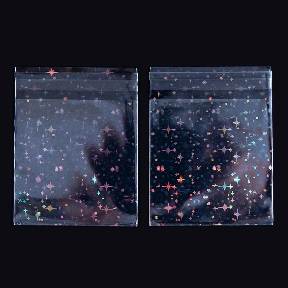 20/50pcs Clear Flash Star Self-adhesive Bags Holographic Laser Pouch for DIY Jewelry Package Badge Gift Sample Candy Plastic Bag