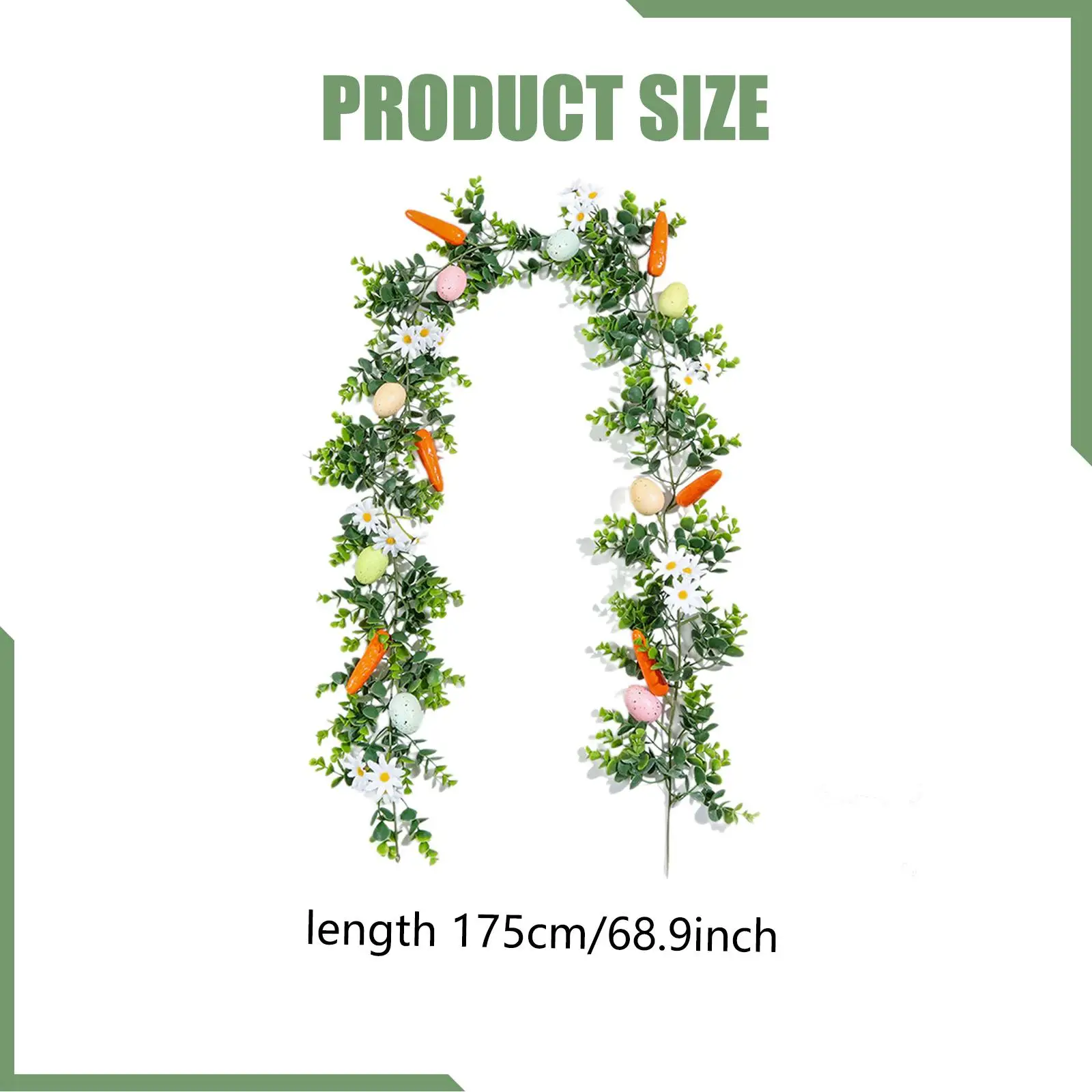 Easter Garland Vine String Flower Garland 175cm Seasonal Decoration Artificial Easter Egg Garland for Home Easter Seasonal