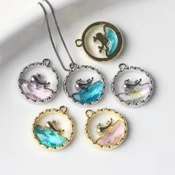 6pcs New Fashion Ocean Whale Fish Pendant Necklaces For Women Long Chain DIY Accessories Supplies Craft Charm Party Jewelry Gift