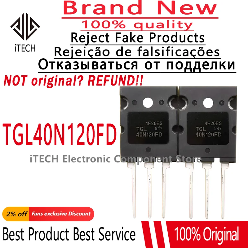 

10pcs/lot Original TGL40N120FD 40N120 TO-264 IGBT Single Pipe 1200V 40A Electric Welding Machine 100% New and Genuine