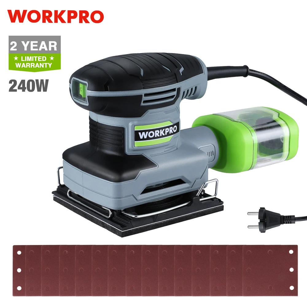 WORKPRO 110*100mm Square Sander Electric Palm Sander 240W Power Orbital Car Polishing Finishing Machine Grinder Tool Power Tools