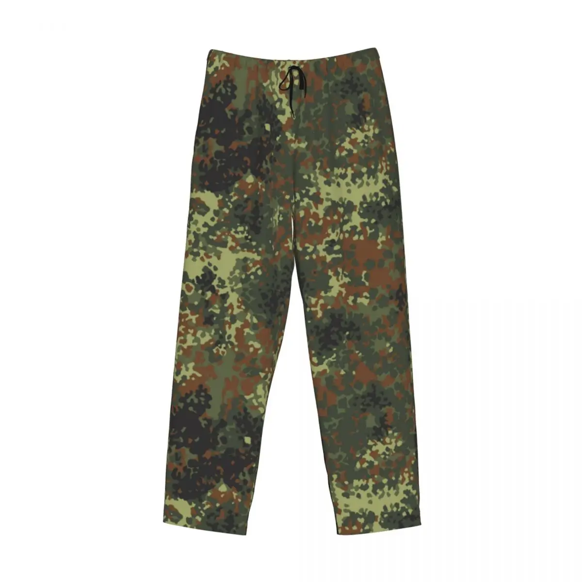 Custom Flecktarn Camo Pajama Pants Men Military Army Camouflage Lounge Sleep Drawstring Sleepwear Bottoms with Pockets