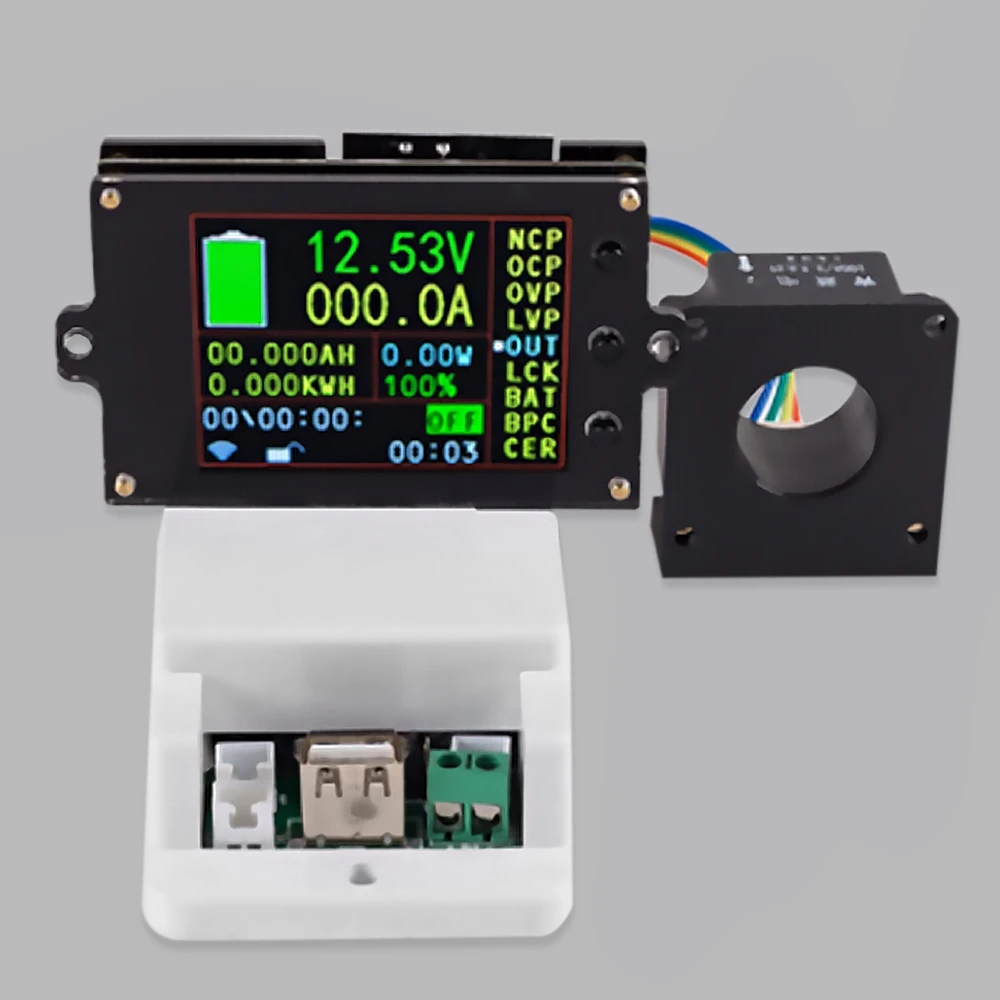 Monitor rozładowania bezprzewodowego hali DC 50A kolorowy wyświetlacz LCD wyświetlacz cyfrowy amperomierz wielofunkcyjne Monitor zasilania
