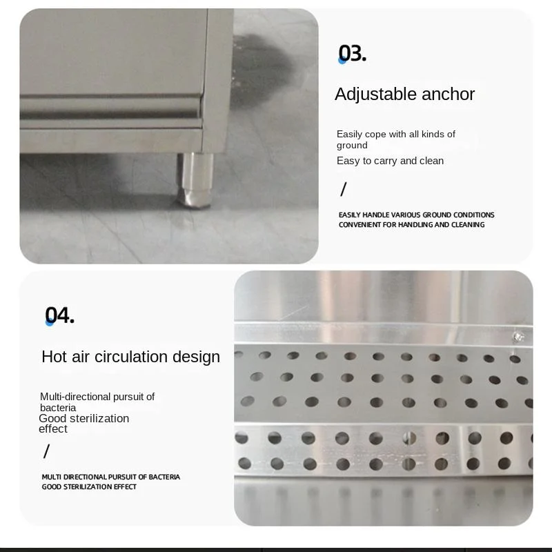Y أنبوب إضاءة بالأشعة تحت الحمراء التدفئة الذكية درجة حرارة ثابتة فاخرة باب مزدوج الفولاذ المقاوم للصدأ 304 خزانة التطهير 700L السعة