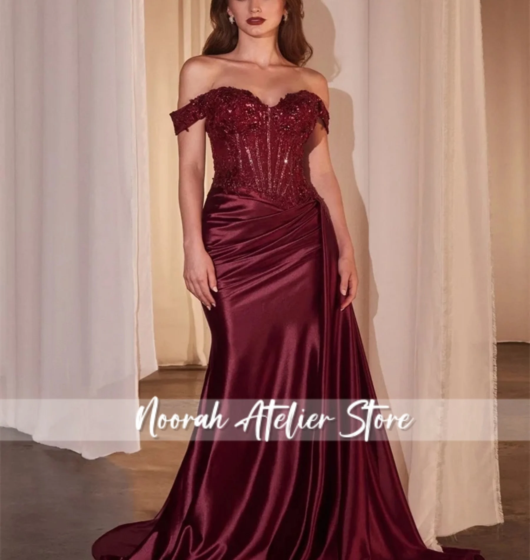 New Champagne Sparkly Off Shoulder Luxury High Quality Women Evening Dresses 2025 Sexy Wedding Long Party Gown Customized