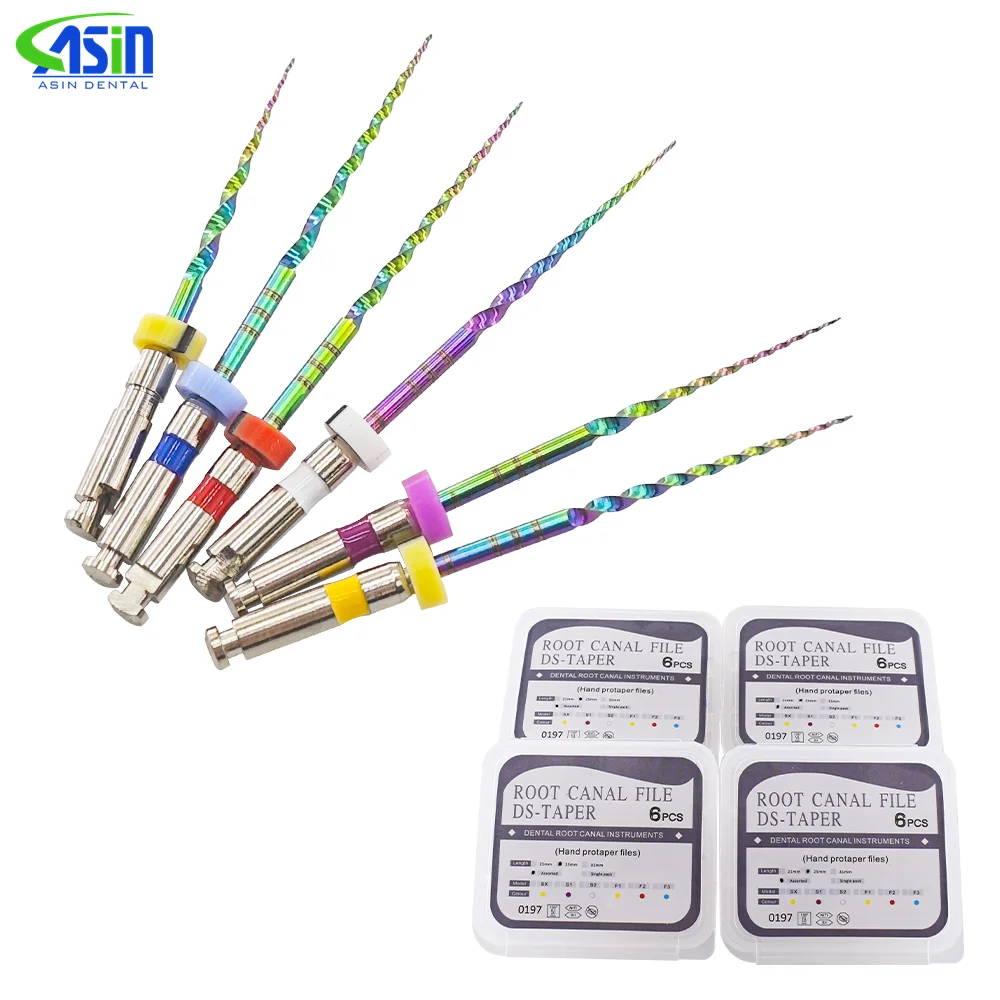 Rainbow Series 6pcs/pack Dental Endo Gold Files X-Pro Large NITI Taper Rotary Endodontic File SX S1 F1 F2 F3 21MM 25MM 31MM