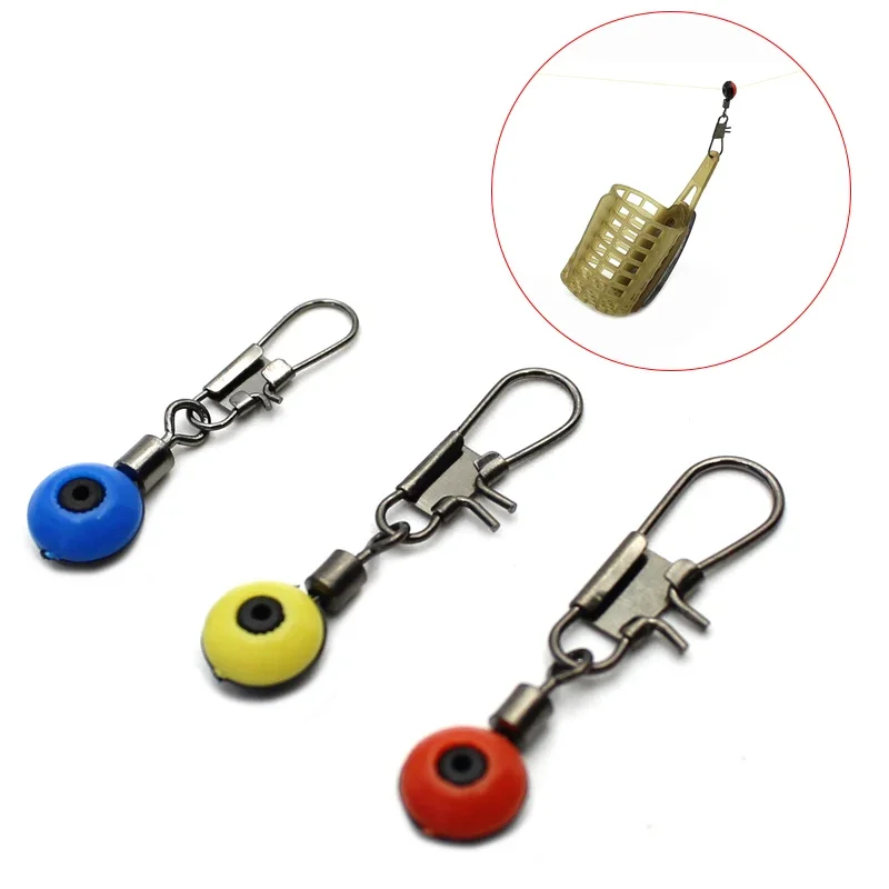 

25pcs Carp Fishing Accessories Red/Yellow/Blue Running Feeder Swivel Bead With Snap Line For Carp Fishing End Tackle Equipment