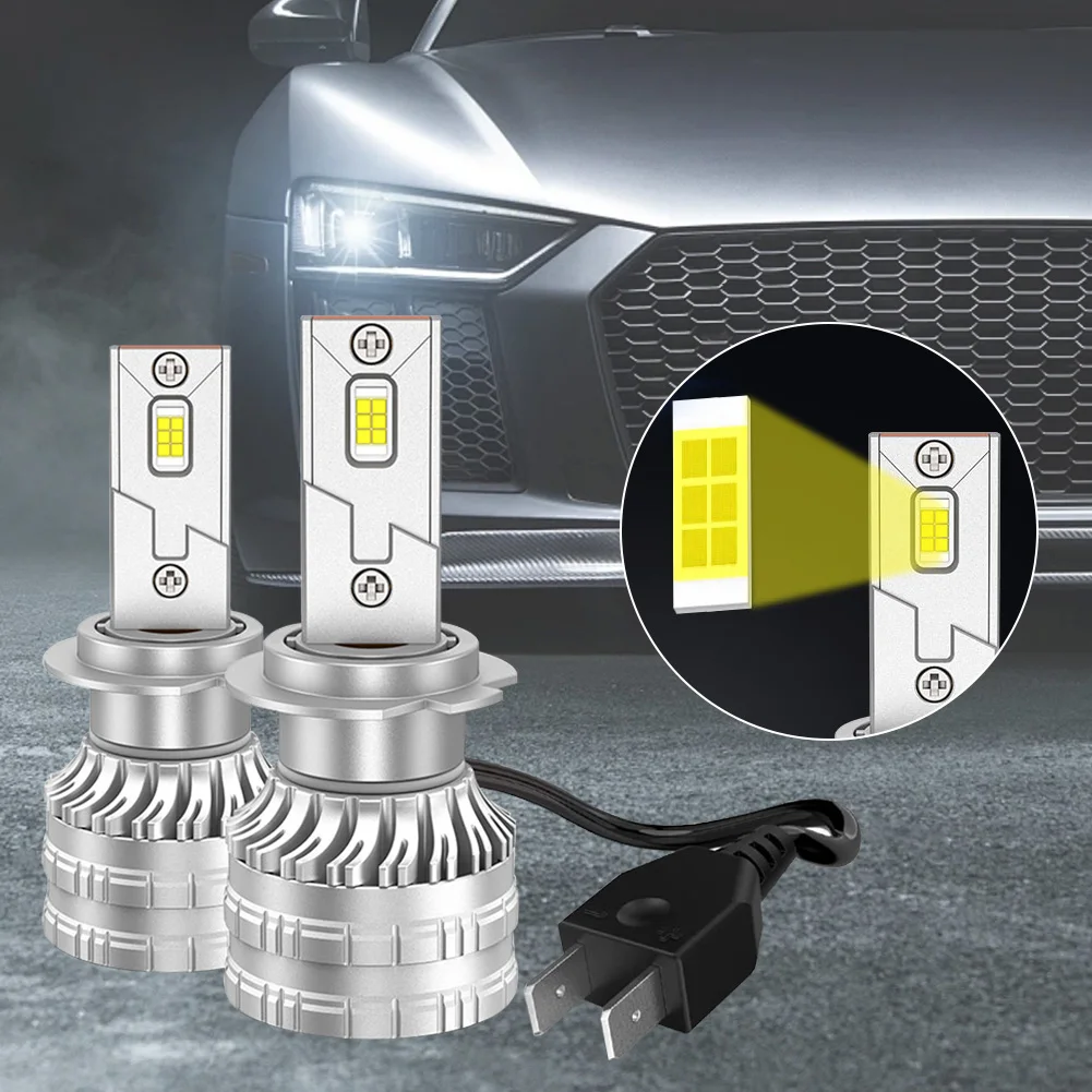 2Pcs H7 Car LED Bulb H1 H4 9005 9006 H11 Headlight Bulb For Car 32000LM 120W 6000K White CSP LED 12-24V Car Headlight LED Kit