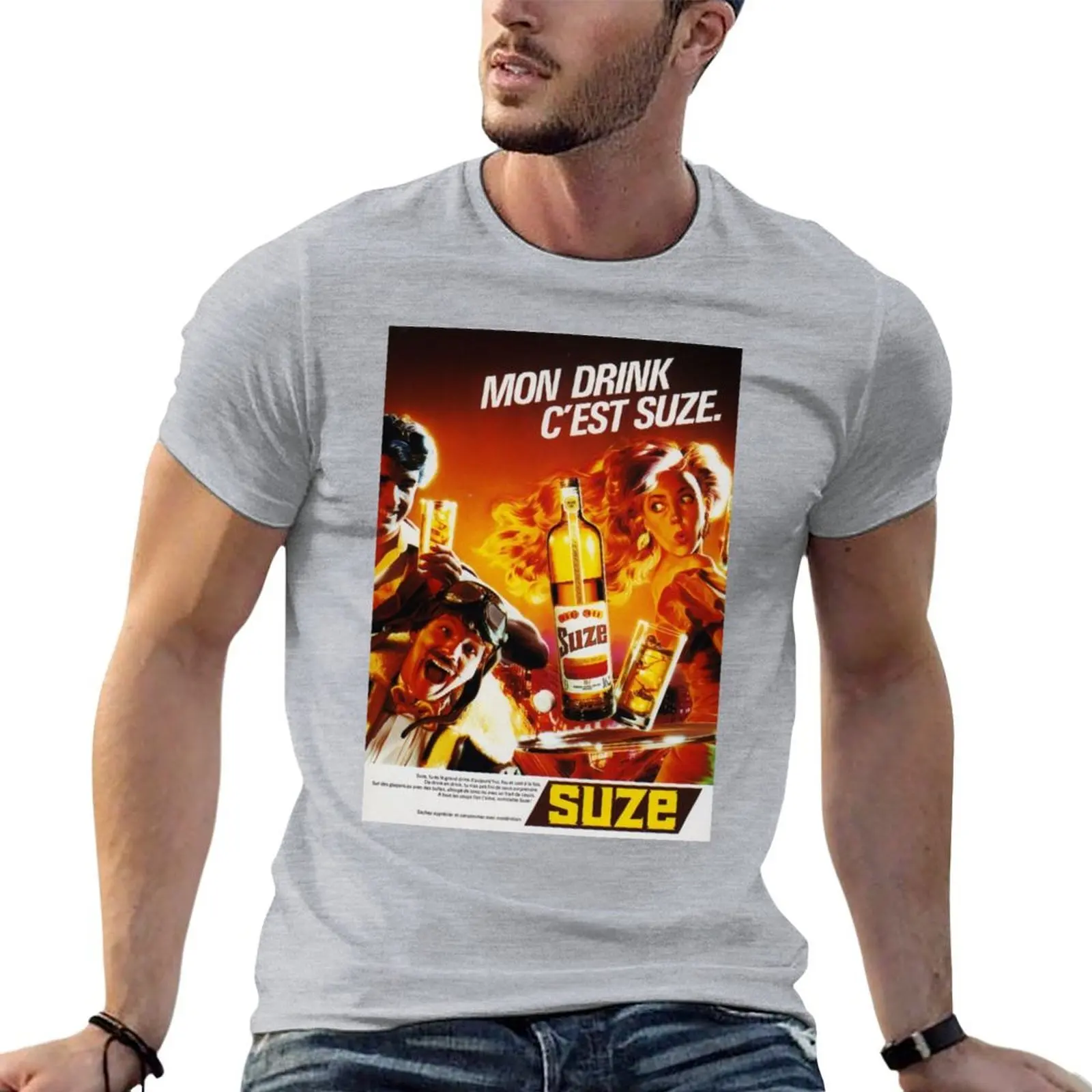 Advertising poster SUZE - vintage T-shirt aesthetic clothes Short sleeve tee customs t shirts men