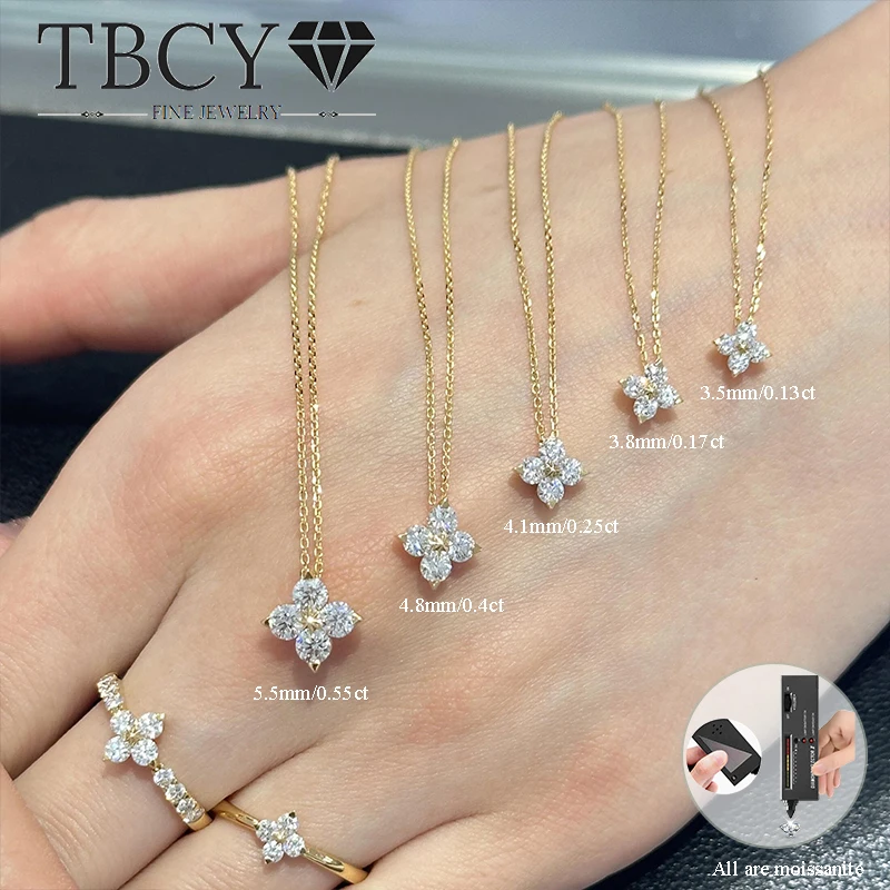 

TBCYD 3.5-5.5mm D Color Clover Necklace Pendants For Women 925 Silver 18K Plated Multi-size Four-leaf Neck Chain Jewelry Gift