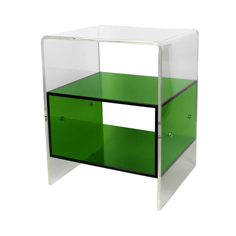 

Acrylic bedside table, modern two-color simplicity, suitable for side bedside corner, new creative glass bedside locker