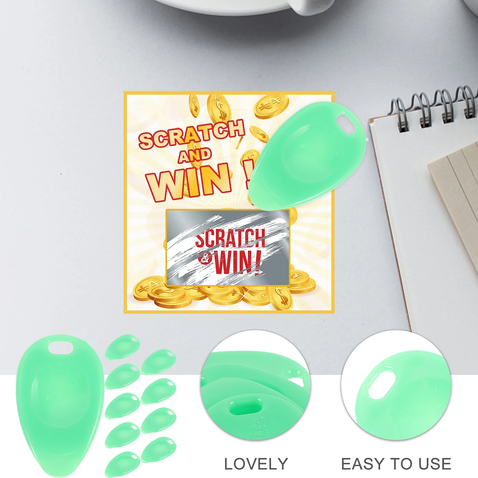 10pcs Lottery Ticket Scratchers Plastic Scrapers for Tickets Cards Sturdy Kitchen Bathroom Car Boat RV