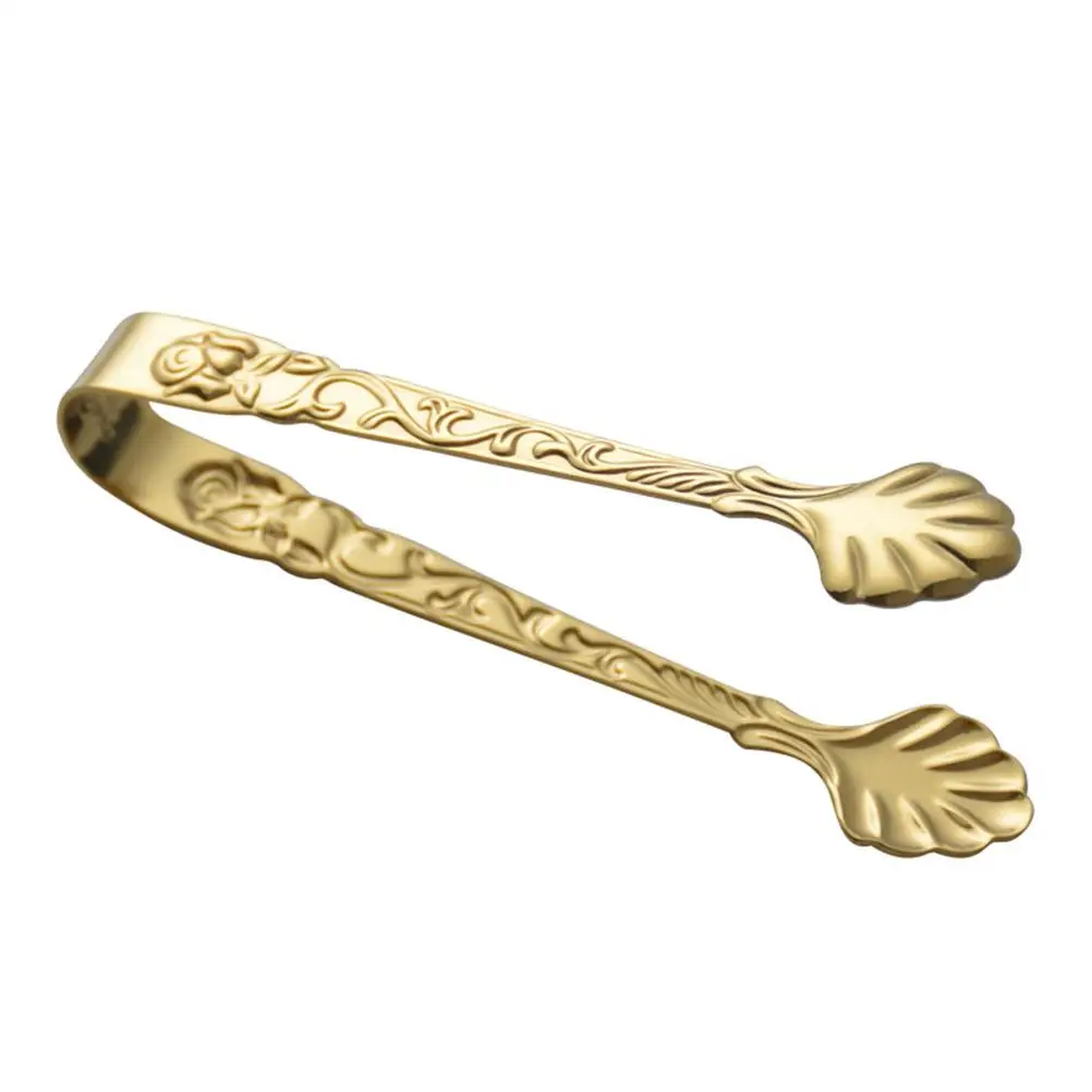 

Relief Rose Ice Cube Clip Stainless Steel Tongs Mini Sweets Tray Scoops Sugar Cube Tong Food Tool Barbecue Gadgets Practical
